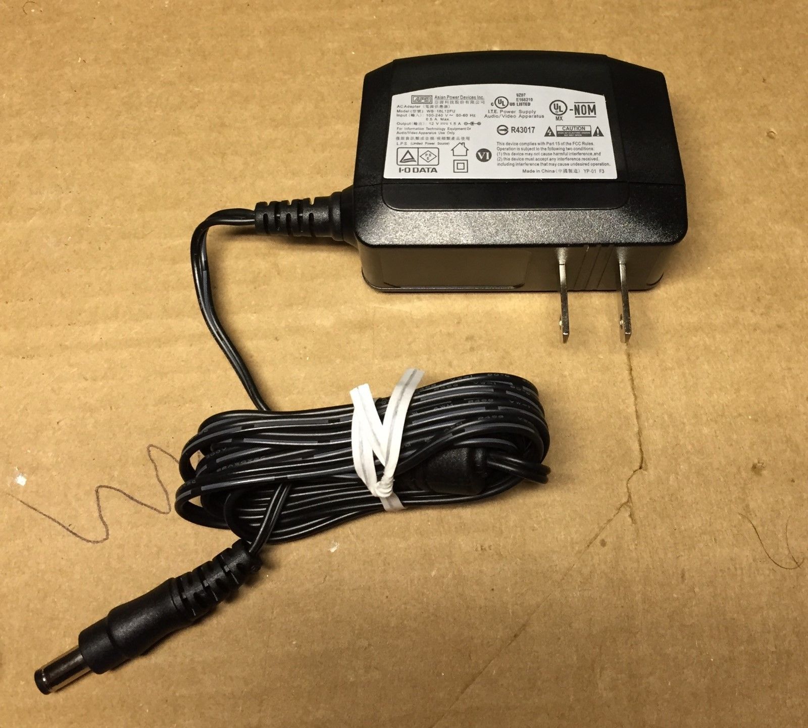 *Brand NEW*12V 1.5A 120-240V 50-60Hz WB-18L12FU APD Asian Power Devices Inc US AC Adapter